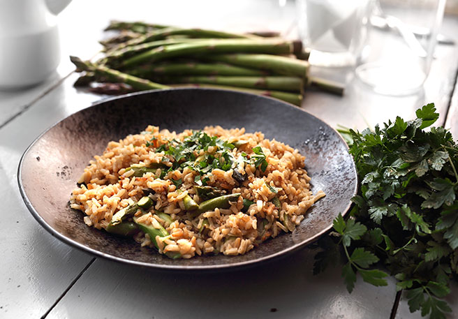 Alacsony hisztamintartalmú spárgás rizottó